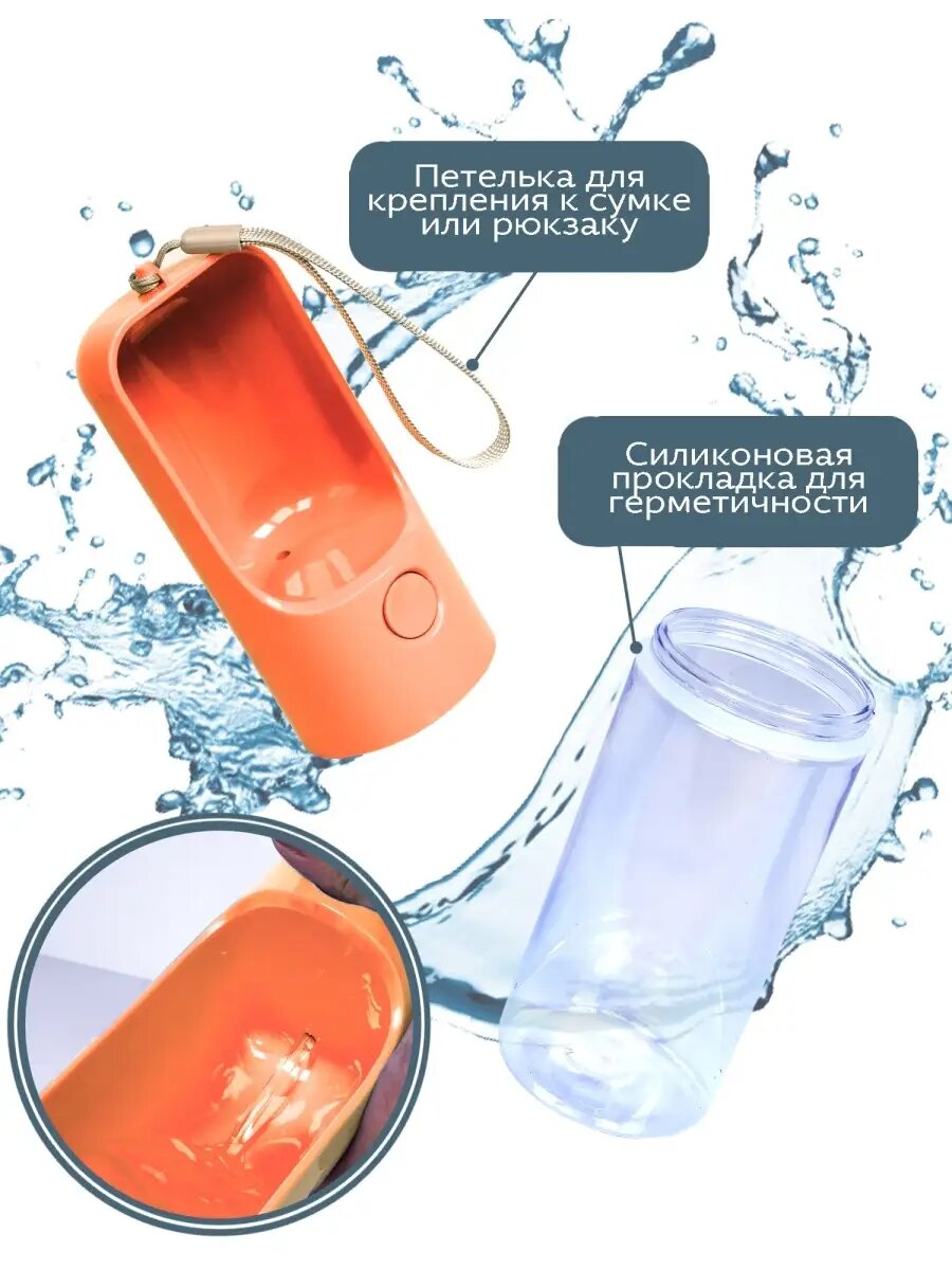 Картинки Бутылка для собак дорожная с кнопкой, 450мл