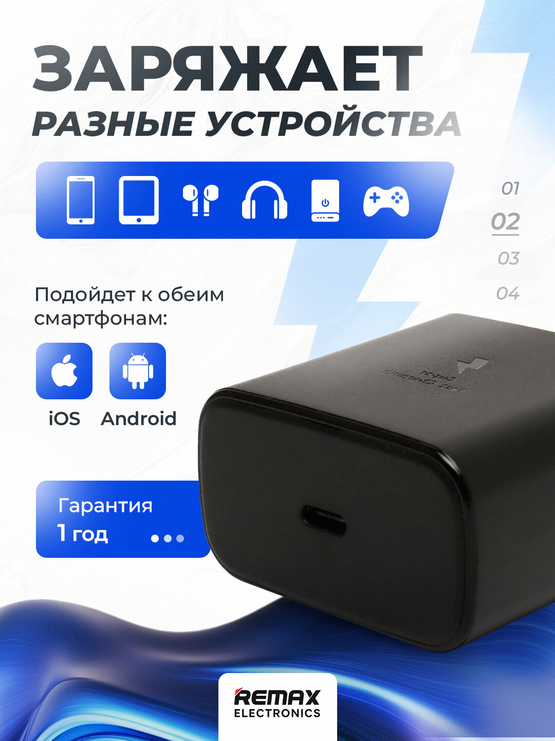 Адаптер зарядного устройства для Samsung, Redmi, iPhone, 45W, вход Type-c — фото 1