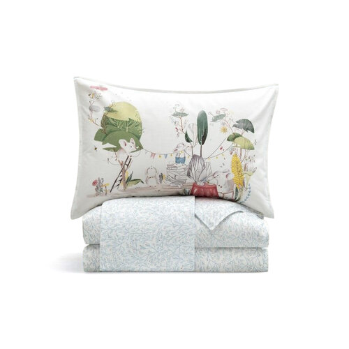 Togas Комплект постельного белья пикколо бел-зел 100x120120x14040x60-1 3пр Хлопок Роял сатин 8792₽