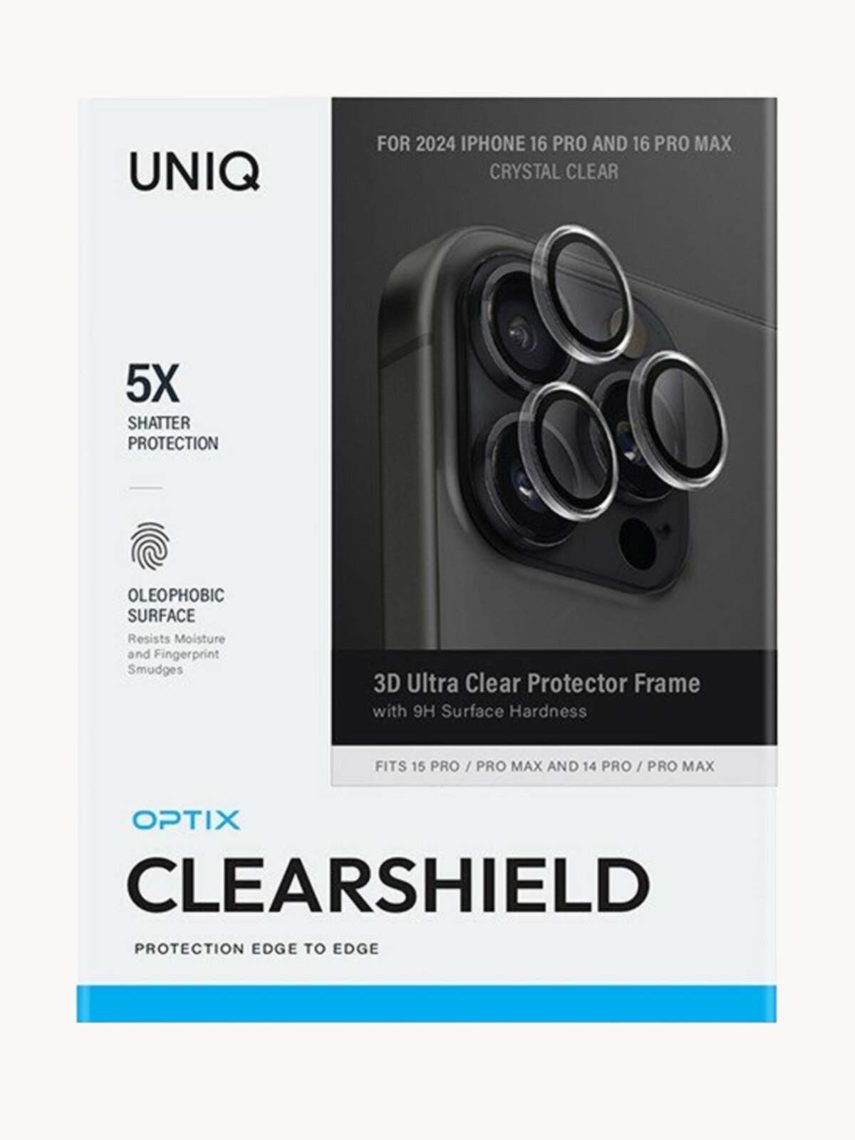 Защитное стекло на камеру iPhone 16 Pro/16 Pro Max, UNIQ OPTIX Camera Lens ClearShield прозрачное