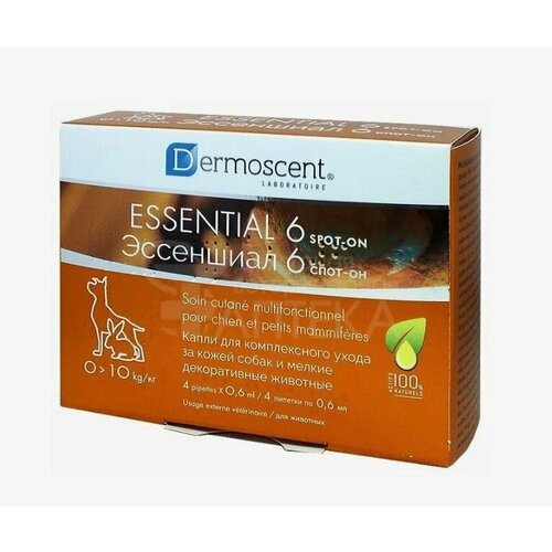 Капли Эссеншиал Essential 6 спот-он для ухода за кожей собак до 10 кг, 4 пипетки, Франция