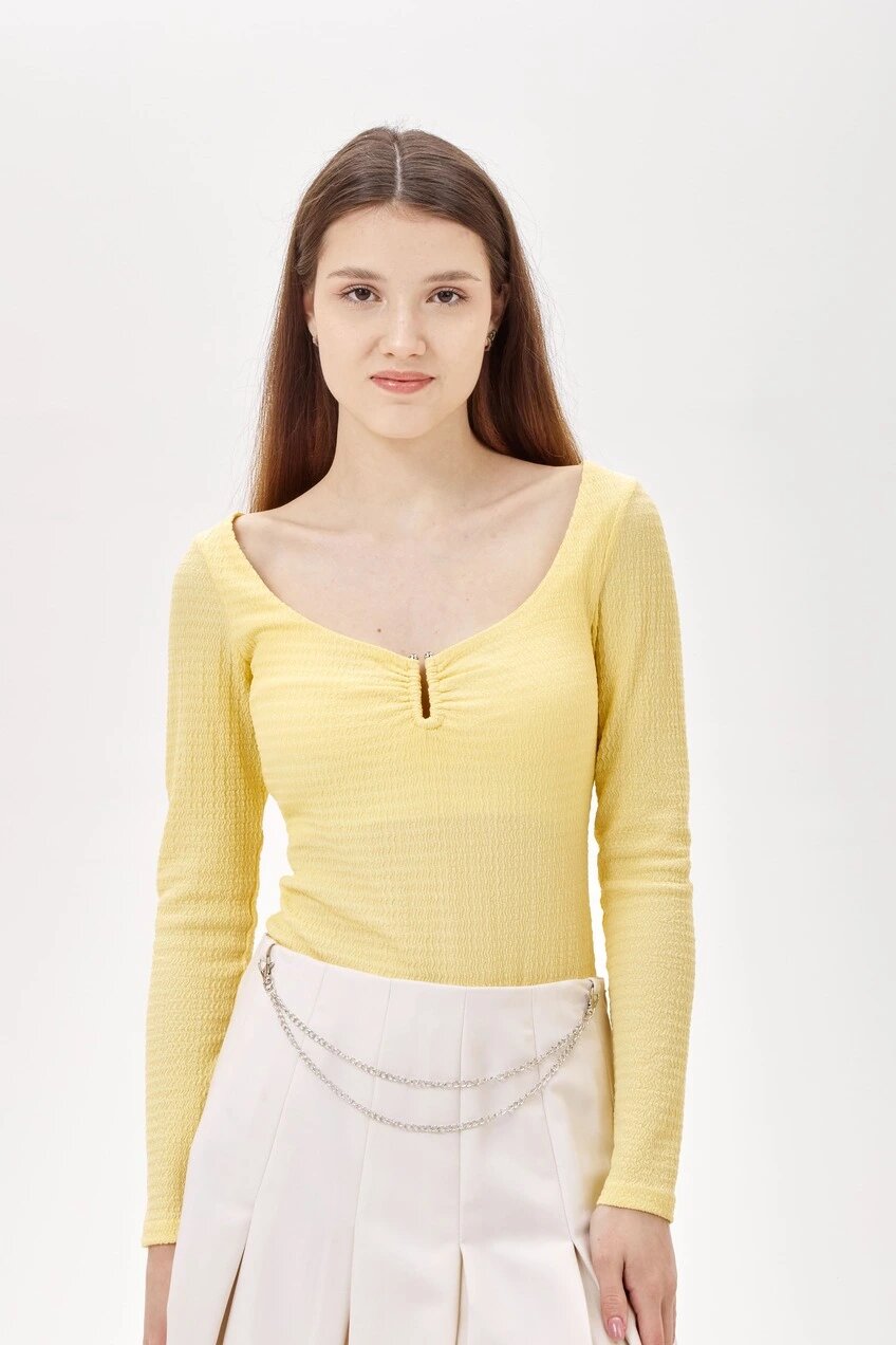 Лонгслив Selfie, размер S, , желтый — фото 1