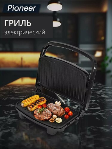 Изображение товара Гриль Pioneer SM303D с антипригарным покрытием, автоматический температурный контроль, индикация нагрева, 1000 Вт