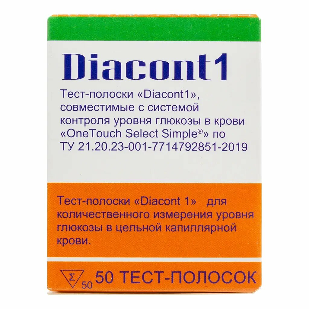 Diacont1 Тестполоски совместимые с системой OneTouch Select и OneTouch Select Simple 50 шт