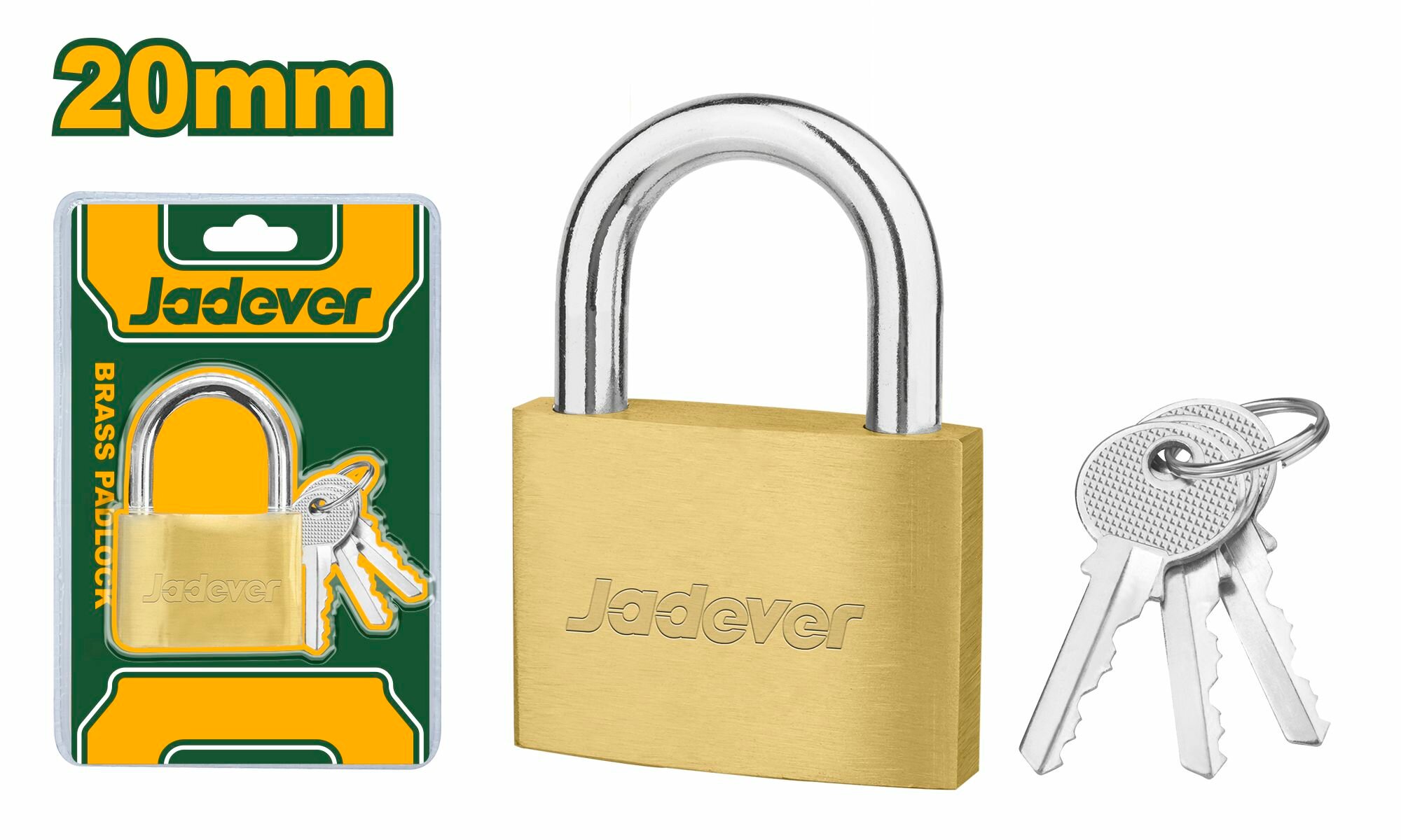 Замок навесной 20 мм латунный 3кл. JADEVER JDPD1420