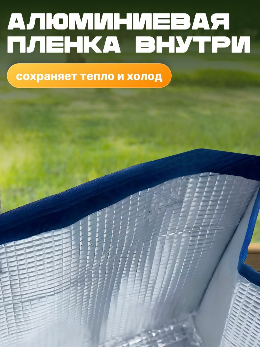 Термосумка для ланча и обеда на липучке Shiny Kitchen, синяя, 23х22.5 см — фото 1