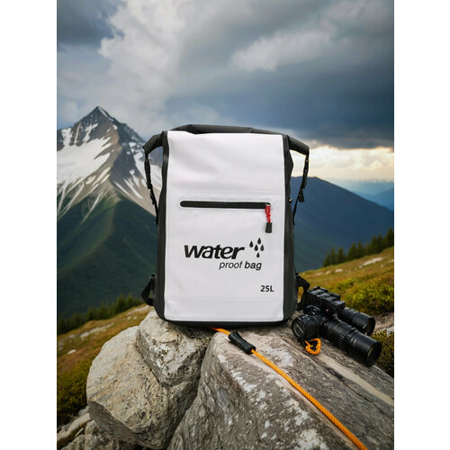 Герморюкзак 25 л белый, водонепроницаемый рюкзак для рыбалки, охоты, водных видов спорта, туризма, Longhiker