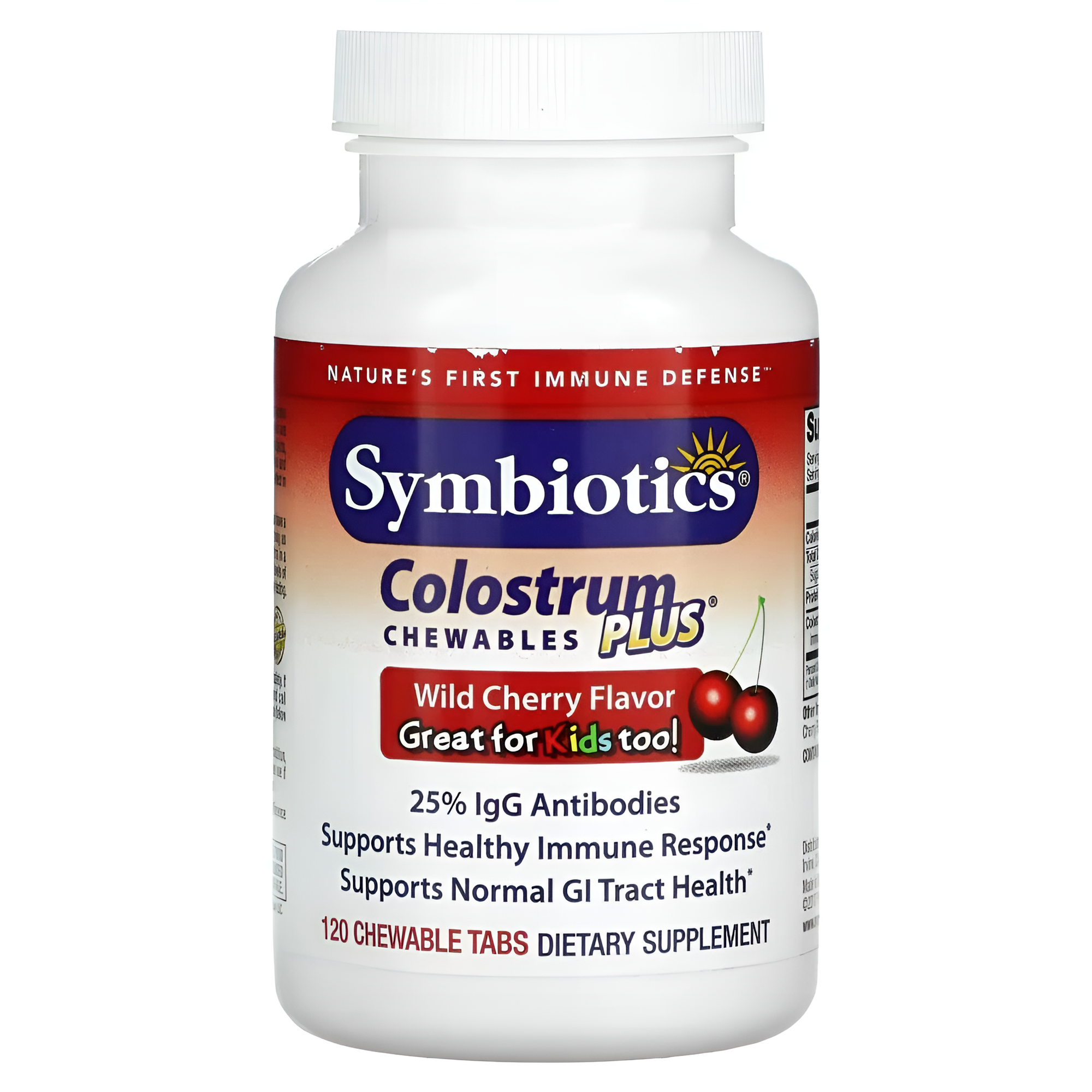 Symbiotics, Colostrum Plus, молозиво, со вкусом вишни, 120 жевательных таблеток