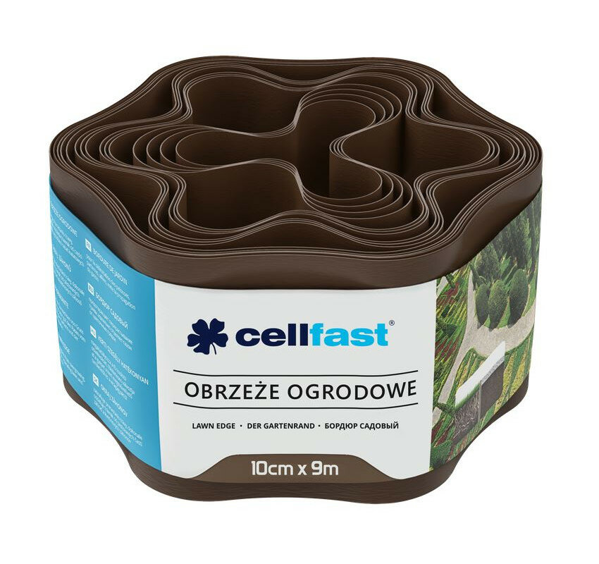 Лента бордюрная CELLFAST гофра 10 см x 900 см пластик коричневая