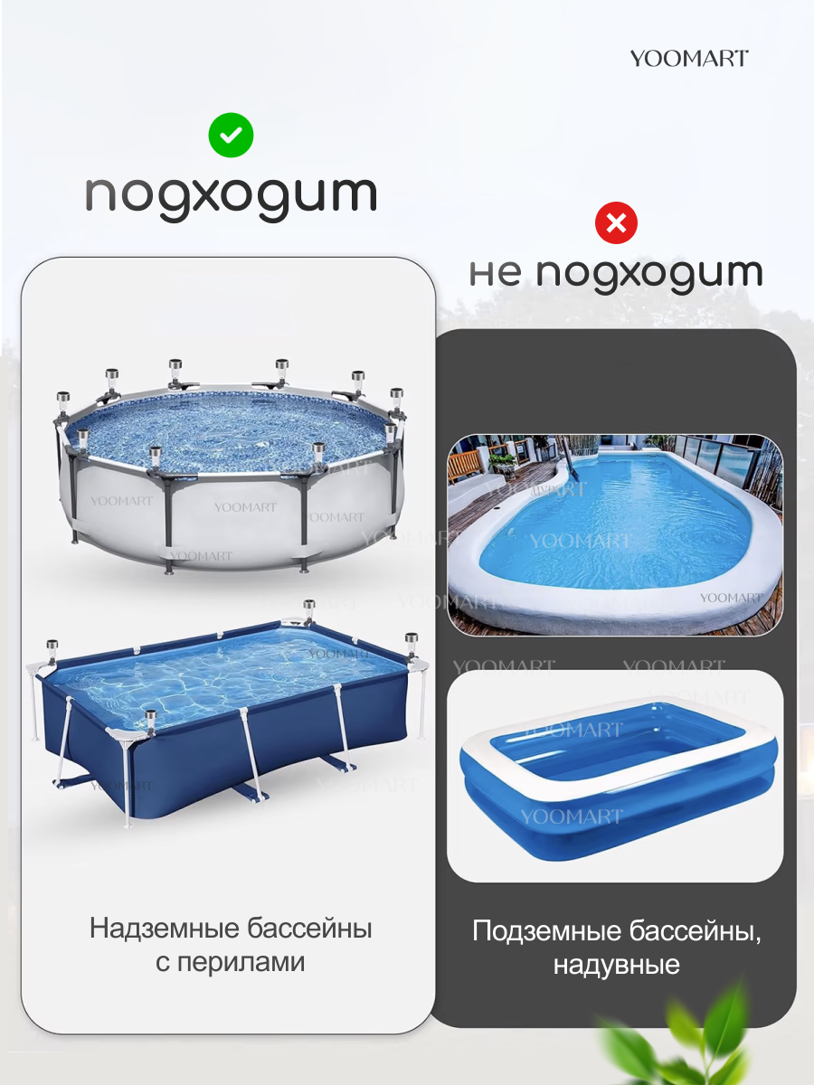 Принадлежности Для Купания Солнечные светильники, для каркасного наземного бассейна, светодиодные 6 шт.