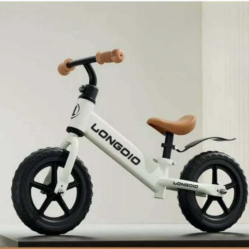 Картинки Детский беговел для детей 2-8 лет, 12 дюймов, стальная рама, надувные колеса, регулируемое сиденье, унисекс, белый