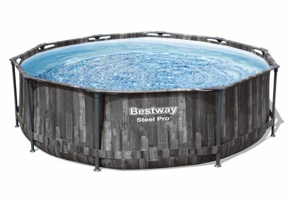 Бассейн каркасный Steel Pro GreyWood 305х76см вместимость 4678л Bestway