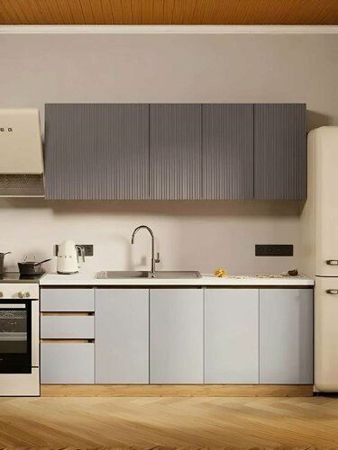 Изображение товара Кухонный гарнитур Ника МДФ 2м графит софт/серый софт со столешницей