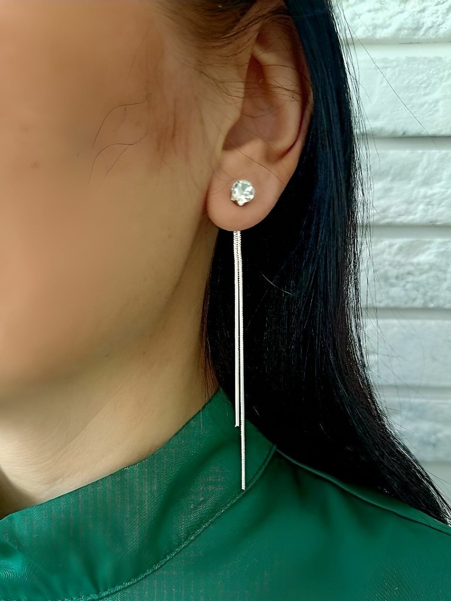 Серьги, пластик, серебро