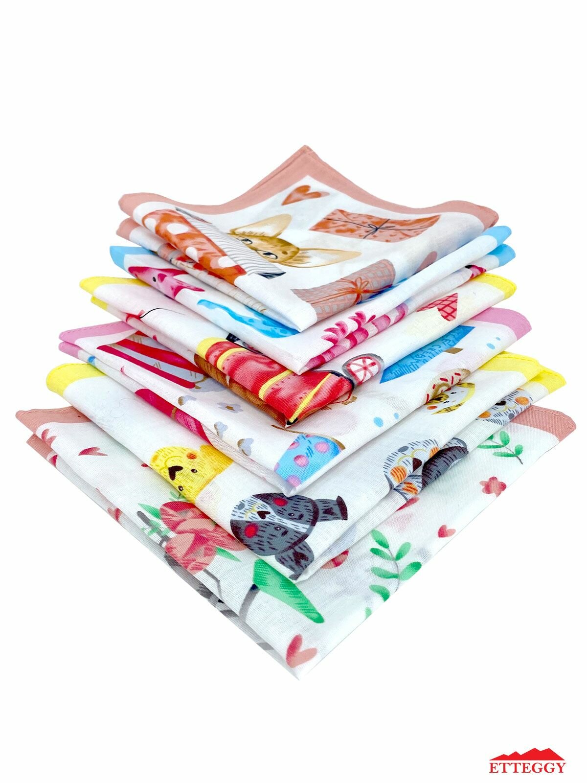 Носовой платок Etteggy, 6 шт., розовый — фото 1