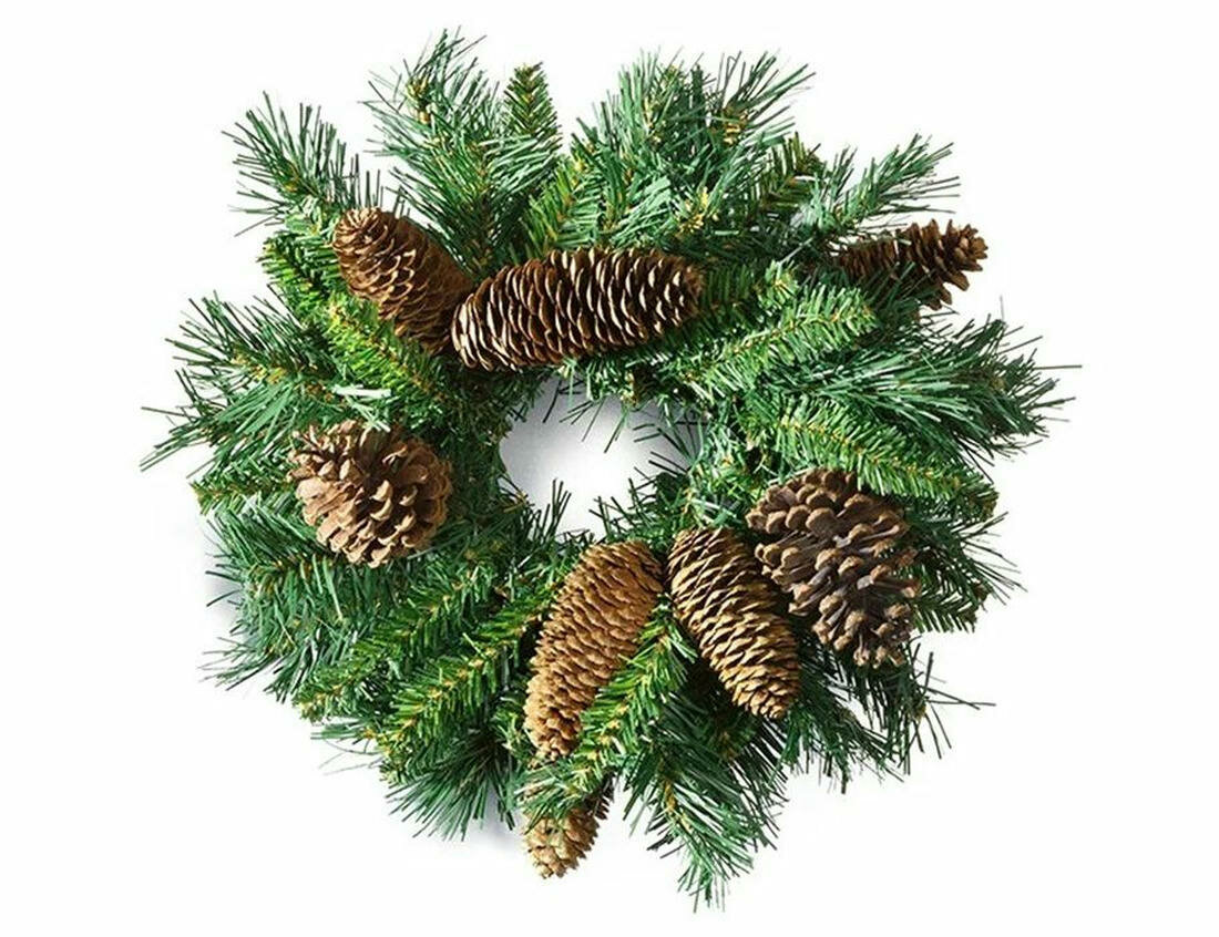 Хвойный венок с шишками хвоя PVC 30 см National Tree Company