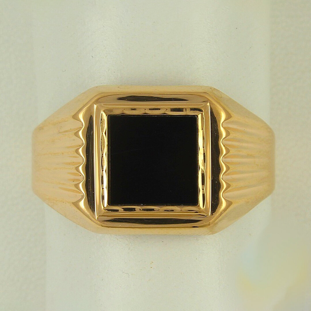 Печатка, красное золото, 585 проба, оникс