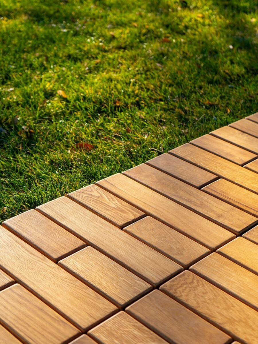 Садовый паркет Woodson, дуб, садовая дорожка деревянная, 1 шт ,30х30 см, влагостойкая для бани, сада и террас — фото 1