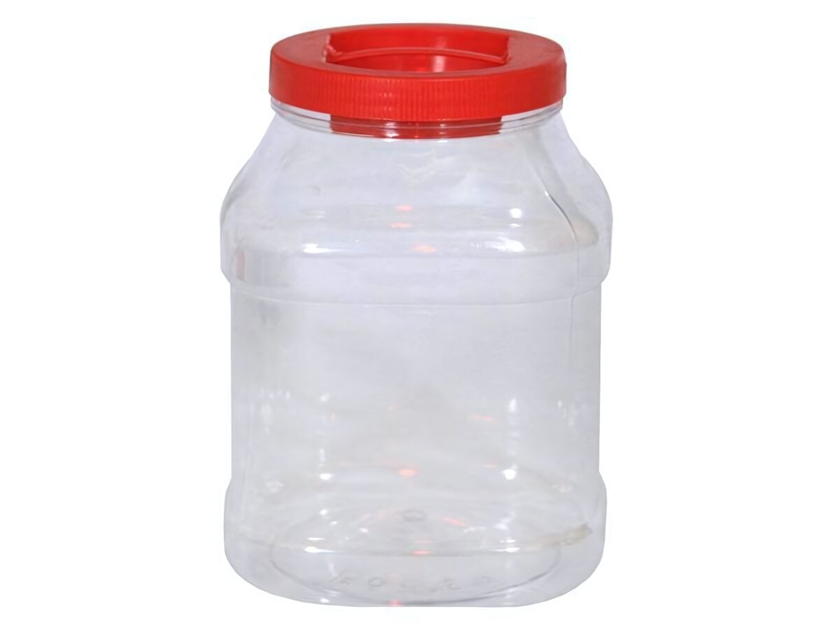 Контейнер пищевой 3л с красной крышкой прозрачный ПЭТ эргономичная ручка
