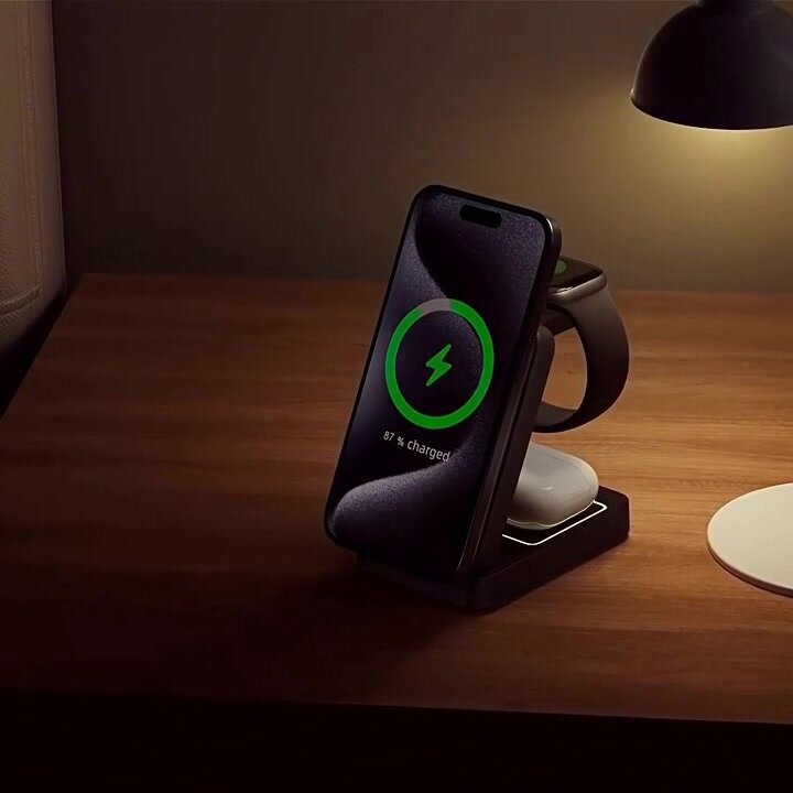 Беспроводная зарядка для iPhone Android 3в1 / зарядная док станция для айфон magsafe