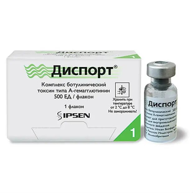 Диспорт лиофилизат дприг раствора для инъекций 500 ед 1 шт