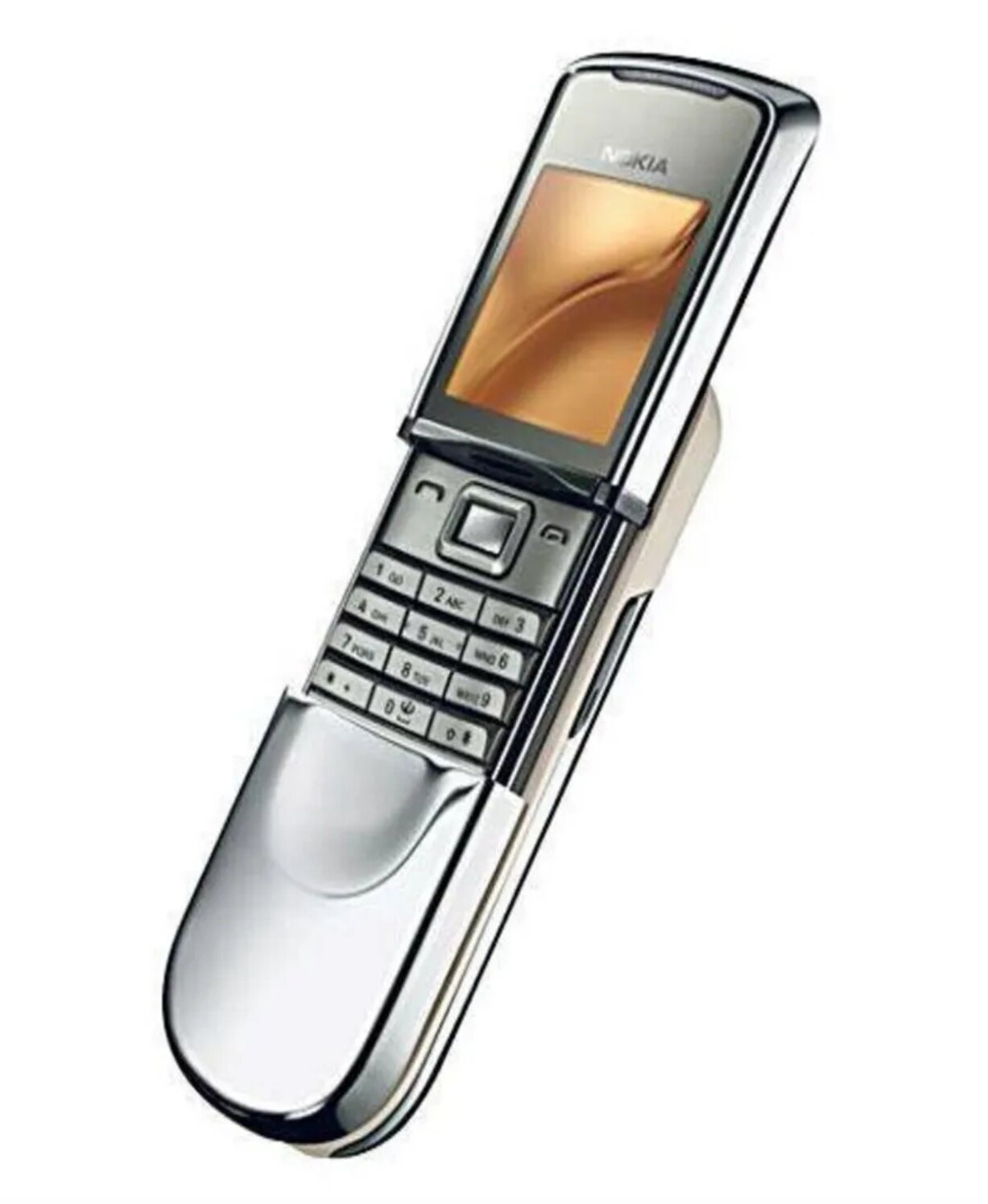 Сотовый телефон Nokia 8800 "Sirocco", слайдер, Bluetooth, цвет серебристый