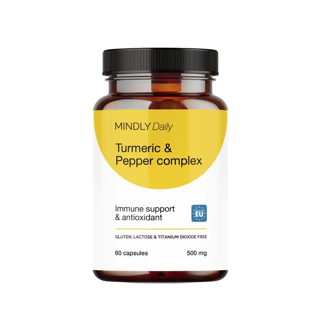 MINDLY Daily Куркума+Имбирь+Черный перец/Turmeric & Pepper complex капсулы массой 720 мг 60 шт