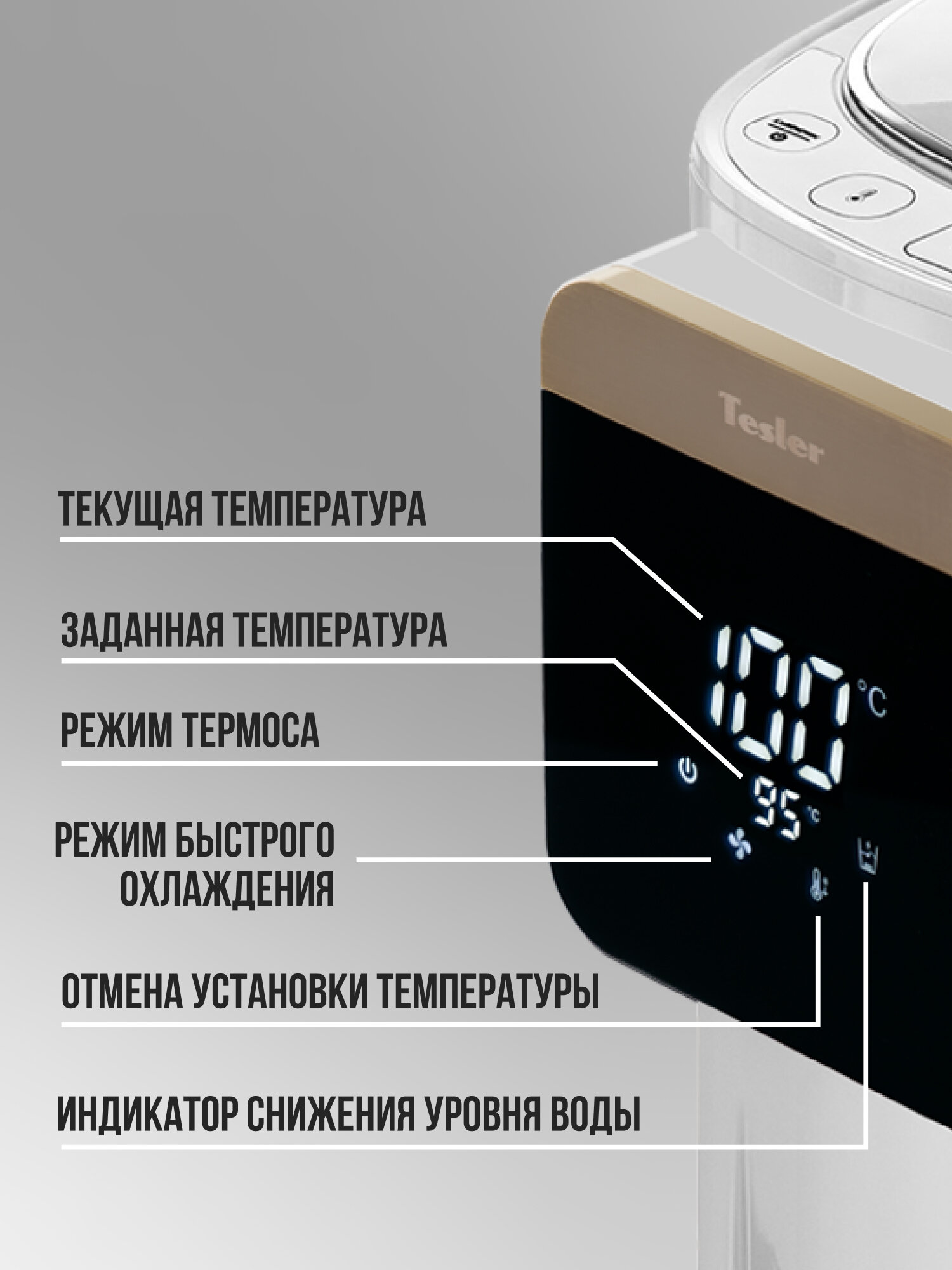 Термопот TESLER TP-5045 WHITE, белый, с дисплеем, 5 л, защита от детей — фото 1