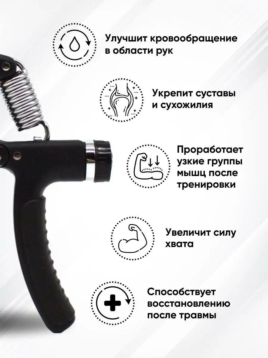 Изображение Эспандер кистевой HARBR FITNESS регулируемый пружинный для фитнеса рук спорта дома, нагрузка 5-40 кг