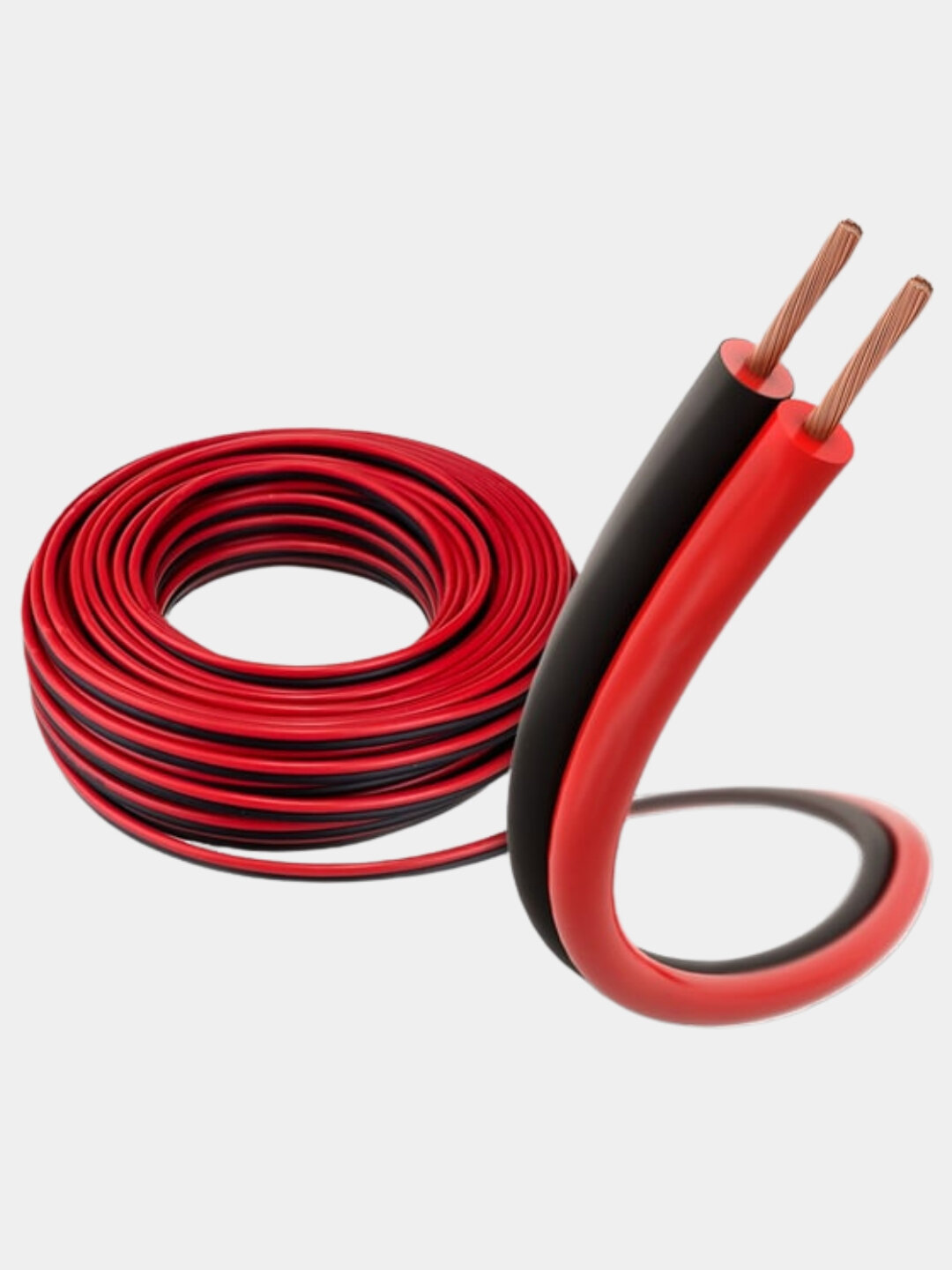 Акустический кабель, аудиокабель, бухта 50 м, 2 * 0.2 м, черно-красный — фото 1