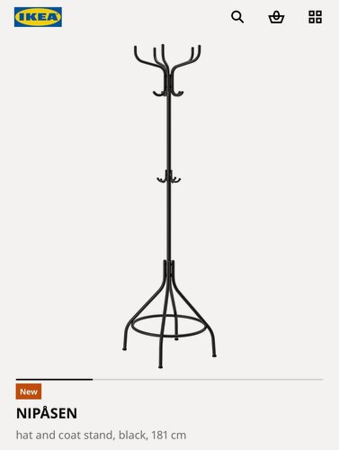 Изображение товара Вешалка напольная NIPÅSEN IKEA, черная, высота 181 см, металл