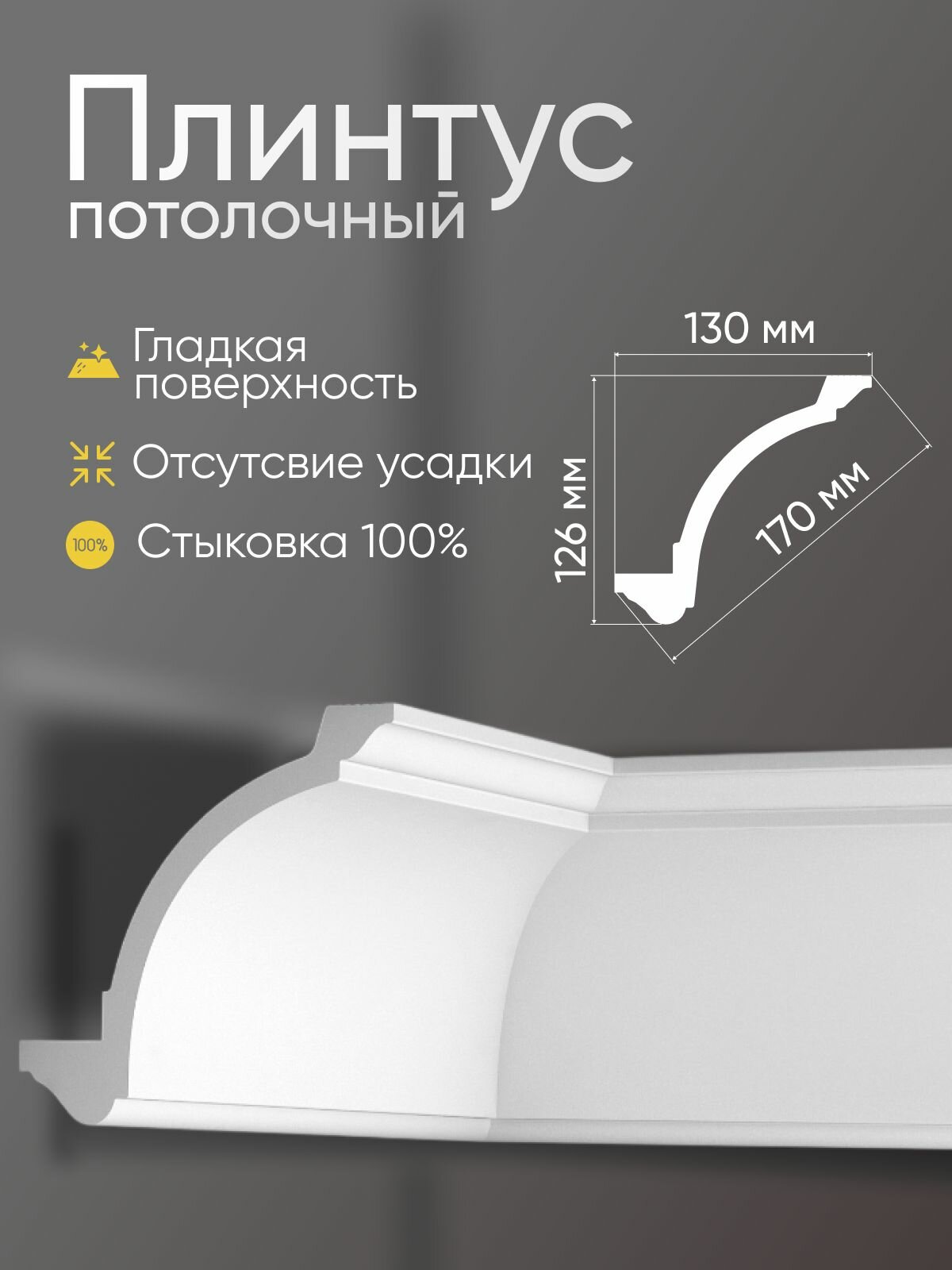 Плинтус потолочный 4 шт GLANZEPOL 200 см пенополистирол белый GP98