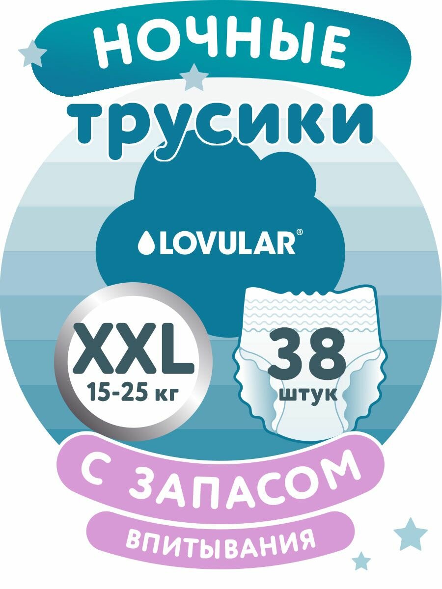 Мегапак Трусики-подгузники HOT WIND ночные, ХХL, 15-25 кг, 38 шт (2*19 шт/уп)