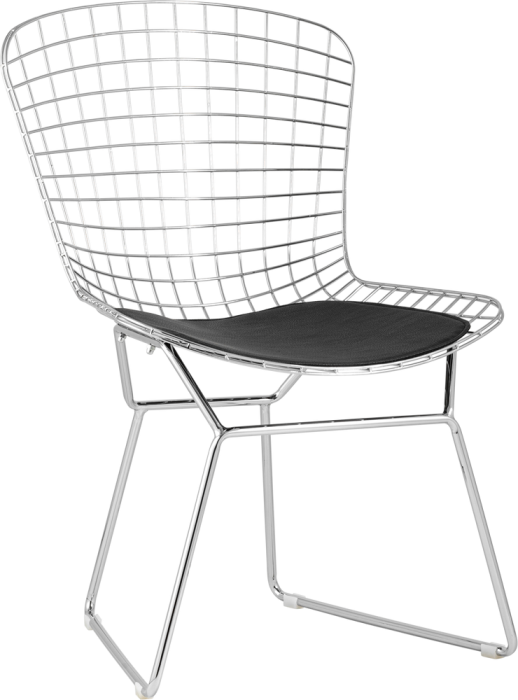 Стул Stool Group Bertoia хромированный, черная подушка