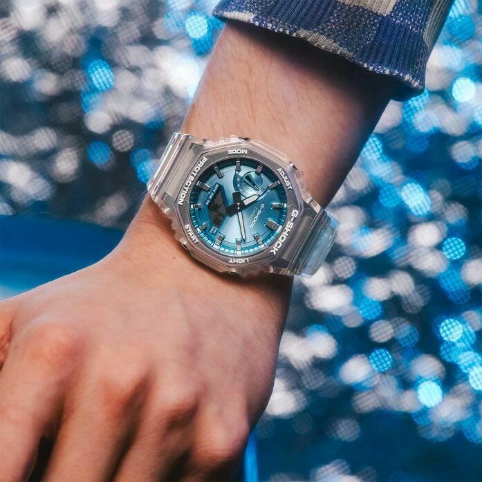 Наручные часы CASIO, бесцветный, голубой — фото 1