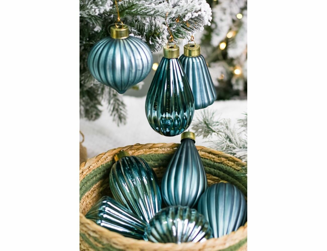 Набор ёлочных украшений винченцо стекло синий 8-13 см 8 шт EDG 685947-80-набор