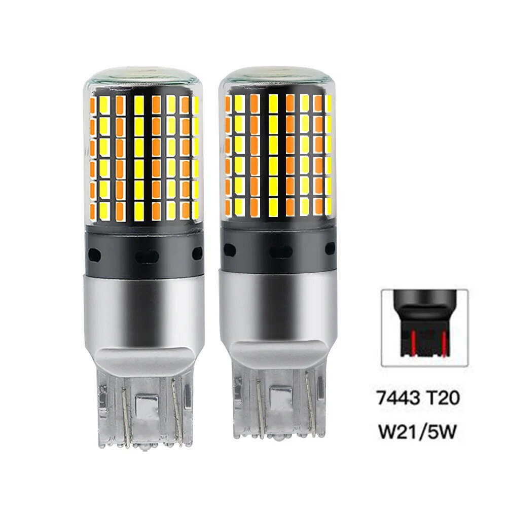 Дневные ходосветодиодный огни Canbus P21W PY21W BA15S BAU15S T20 7440 W21W T25 3157 3014 120SMD, двухрежимные дневные ходовые огни, указатели поворота, 2 шт.