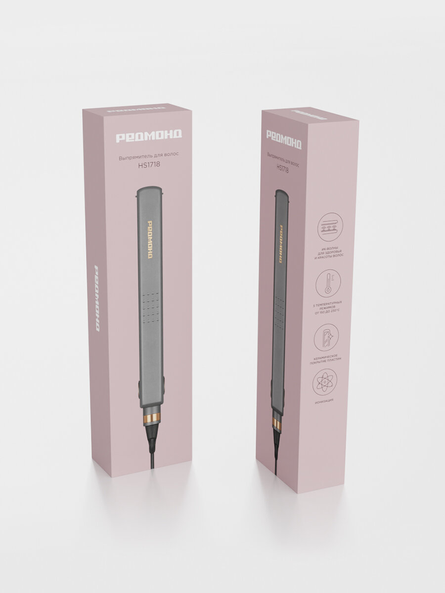 Полковник шапочка с надписью 'гладкие волосы за 10 минут' рядом с выпрямителем редмонд hs1718