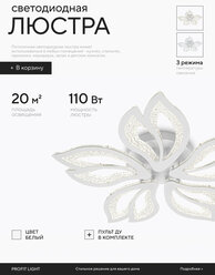 Люстра потолочная светодиодная с пультом Profit Light 8420/5 WHT 270W