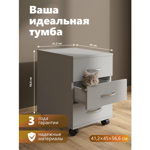 фото Офисная мобильная тумба с выдвижными ящиками simple sc-3m.1 серый, 41.2х45х56.6 см skyland