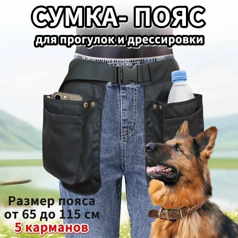 Сумка пояс с карманами для прогулки и дрессировки собак / Сумка-юбка / Пояс дрессировщика