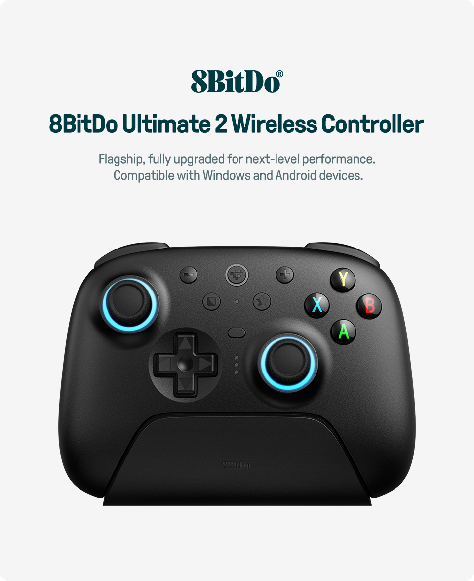 Геймпад 8BitDO Ultimate 2 беспроводной 2.4G, совместимость с множеством платформ ПК Steam Android — фото 1