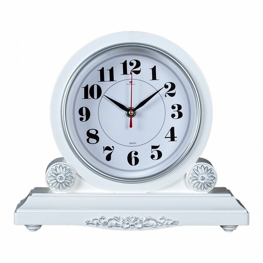 Часы настольные Рубин бесшумные  30 х 26 см белые кварцевые пластик