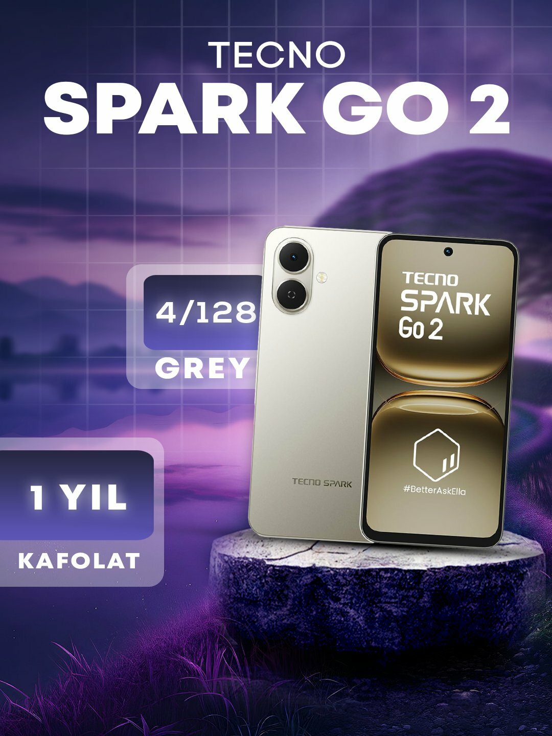 Смартфон Tecno Spark Go 2, 6.67" 120 Гц, 3/64ГБ, 4/128 ГБ, 5000 мА/ч, 2 SIM, серый