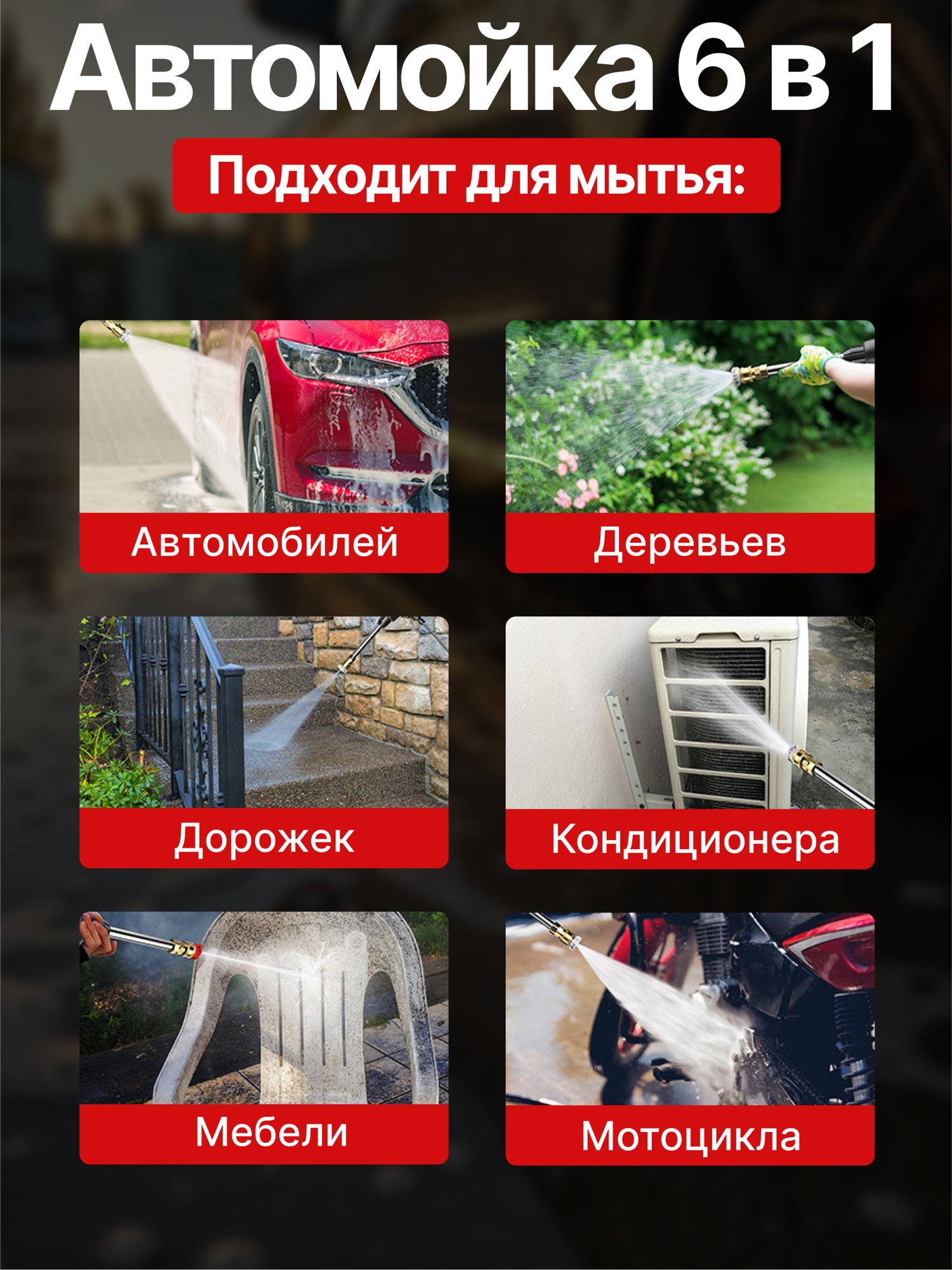 Мойка высокого давления аккумуляторная, автомойка ручная, мини мойка для автомобиля, минимойка для машины беспроводная — фото 1