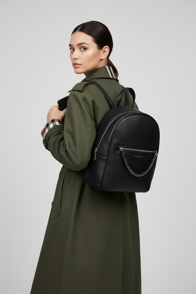 Сумка-рюкзак Daniele Patrici фактура зернистая матовая черный графит