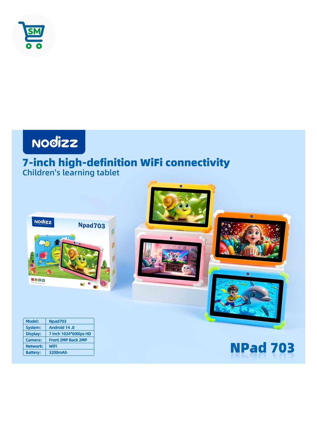 Планшет NODIZZ Npad 703 8GB/128GB серый: яркий экран, производительный процессор, Android, надежный