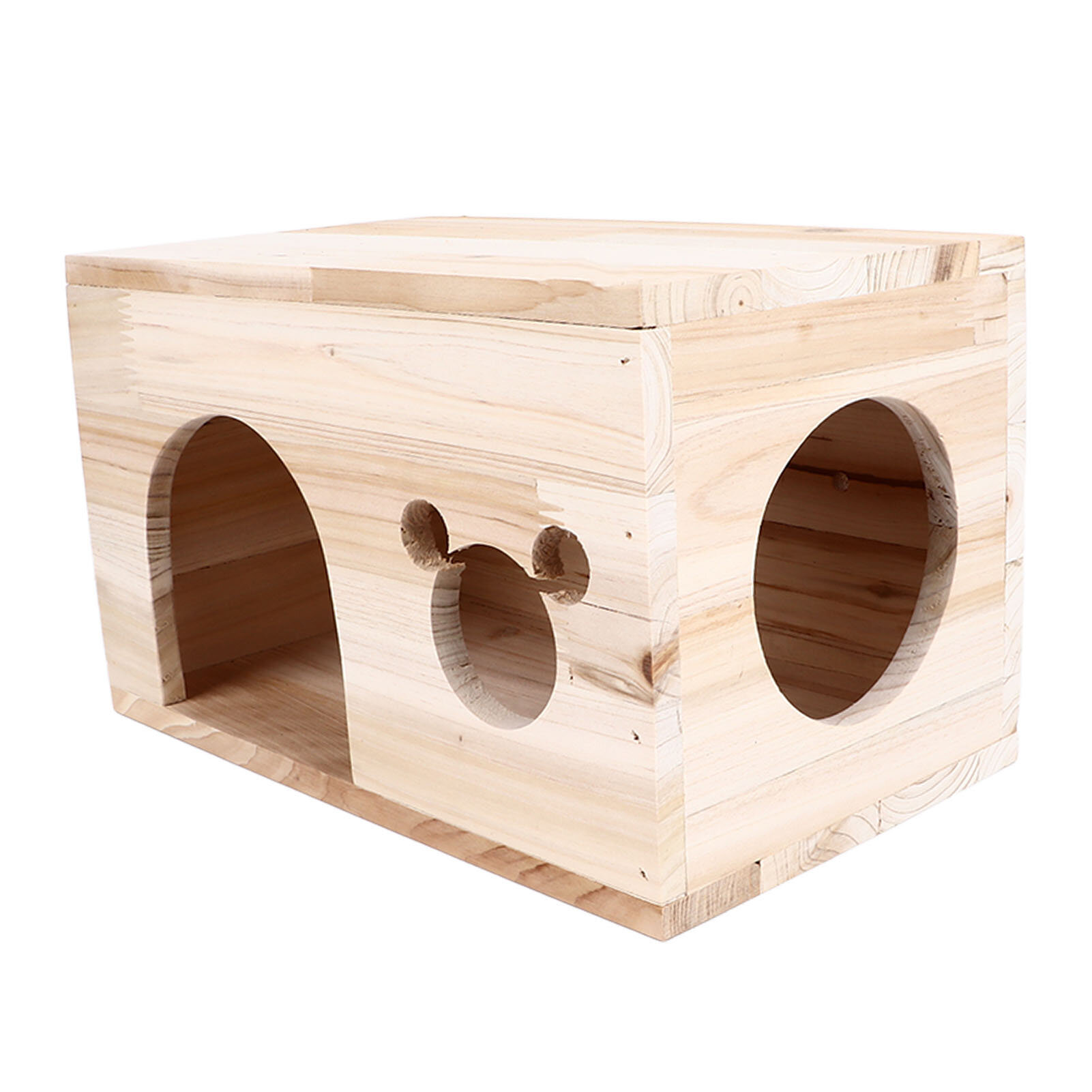 Деревянный дом для животных, бездонное просторное убежище для домашних животных, хижина для кроликов, больших, средних, маленьких кошек, шиншилл