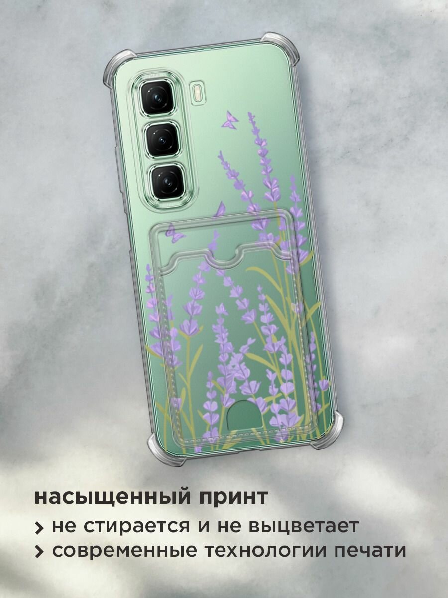 Чехол на Infinix Hot 50 4G (Инфиникс Хот 50 4G) с картой и принтом "Нежные многоцветники" — фото 1