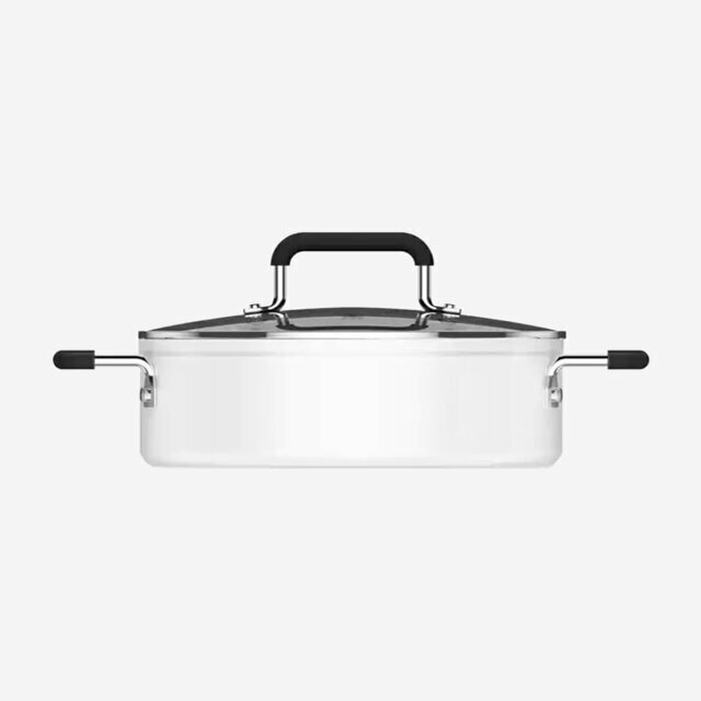 Изображение Кастрюля Soup Pot Mijia Customized (GJT02CM) White , для индукции, стальная, 4л, с крышкой, белая